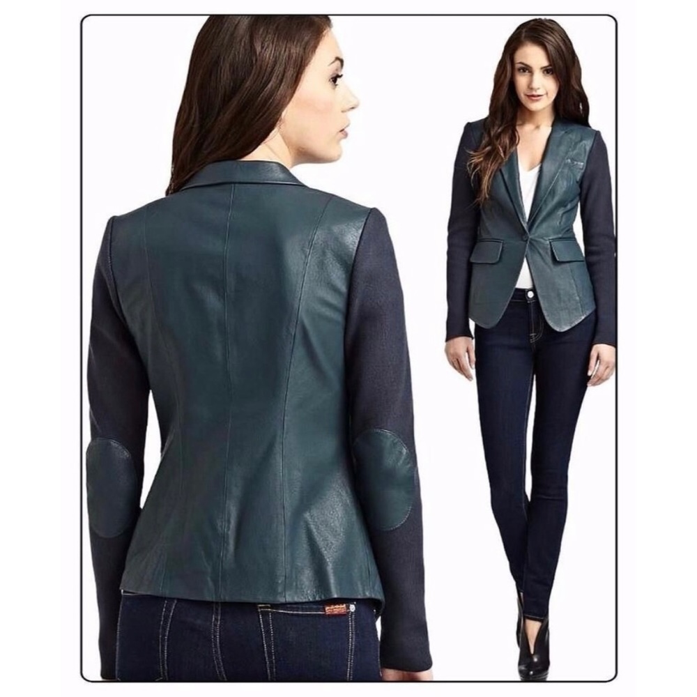 NWT Genuine Leather Blazer Jacket Cut25 by Yigal Azrouel